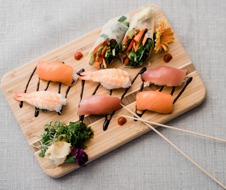 Sushi White Background 768x645